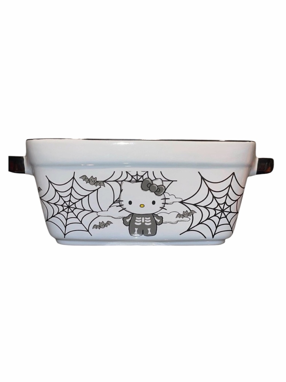 Hello Kitty Bread Loaf Pan Baking Dish Halloween Spiderwebs Skeleton Costume Bat